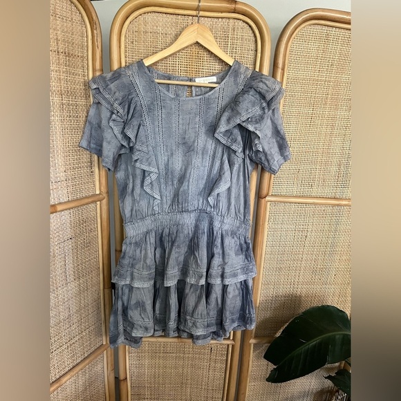 LoveShackFancy Natasha Dress Washed Denim Blue - Picture 5 of 11